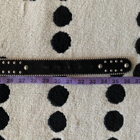 Kathy Van Zeeland Fleur-de-Lis Faux Suede Leather Studded Rhinestone Waist Belt - Picture 10 of 13